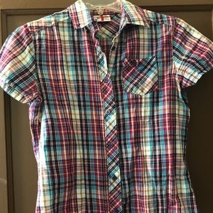 Purple plaid button down